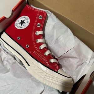 Converse Red and White High-Tops